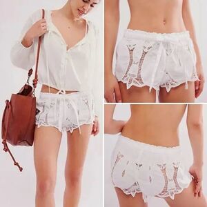 New Intimately Free People Brittany Short Shorts White Lace Drawstring S